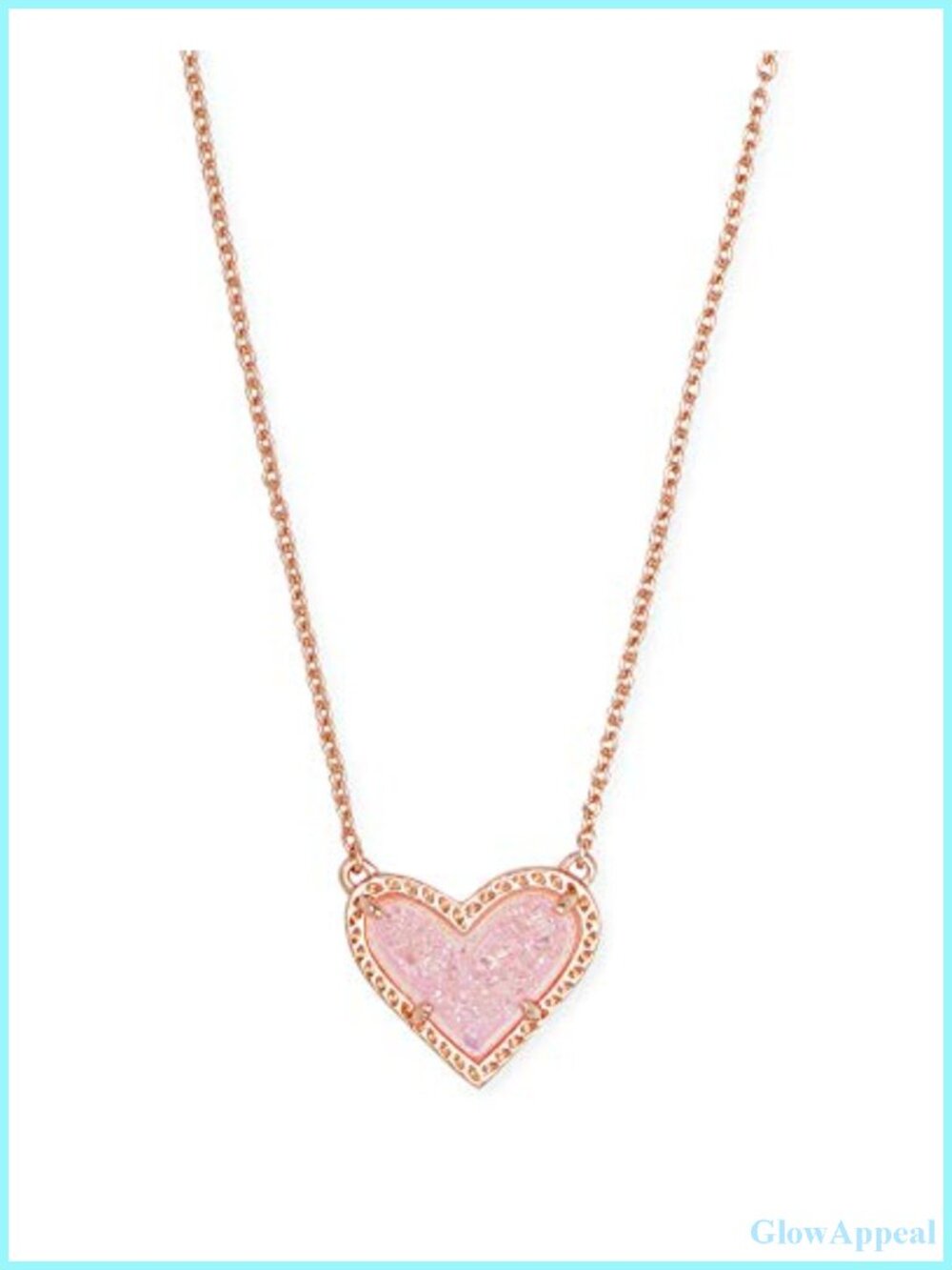 14k Rose Gold Plated Heart Pendant Necklace Adjustable 15-17 Inch Women Fashion